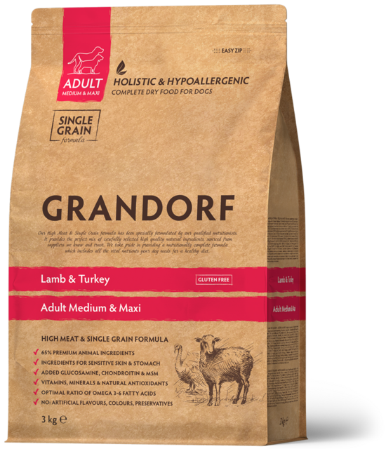 Grandorf Lamb & Turkey Medium & Maxi Breeds 3 kg dog dry food