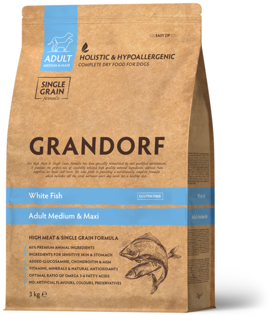 Grandorf White Fish Adult Medium & Maxi Breeds 1 kg dog dry food