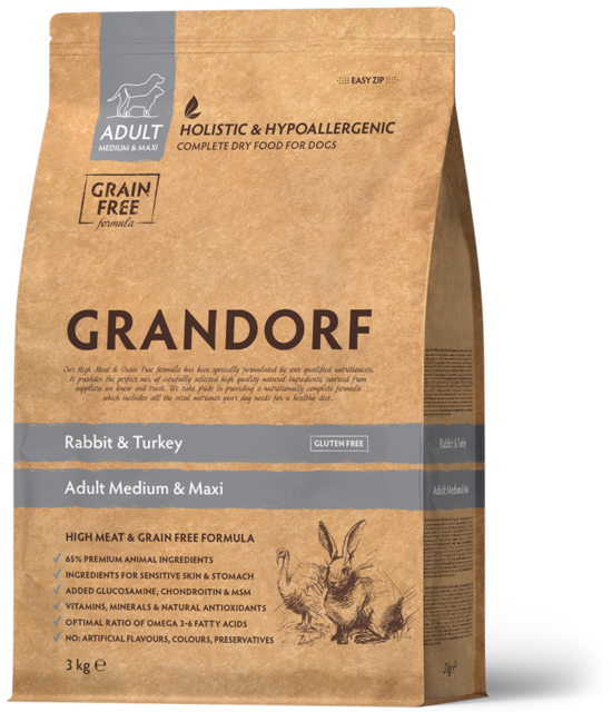 Grandorf Rabbit & Turkey Adult Medium & Maxi Breeds 1 kg dog dry food