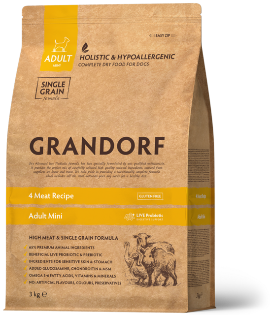 Grandorf 4 Meat Mini Breeds 3 kg dog dry food