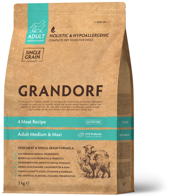 Grandorf 4 Meat Adult Medium & Maxi Breeds 3 kg dog dry food