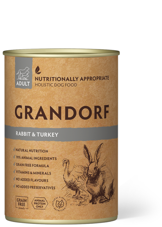 Grandorf Dog Rabbit & Turkey 400g suņu konservi