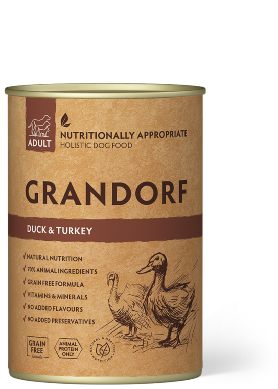 Grandorf Dog Duck & Turkey 400g suņu konservi