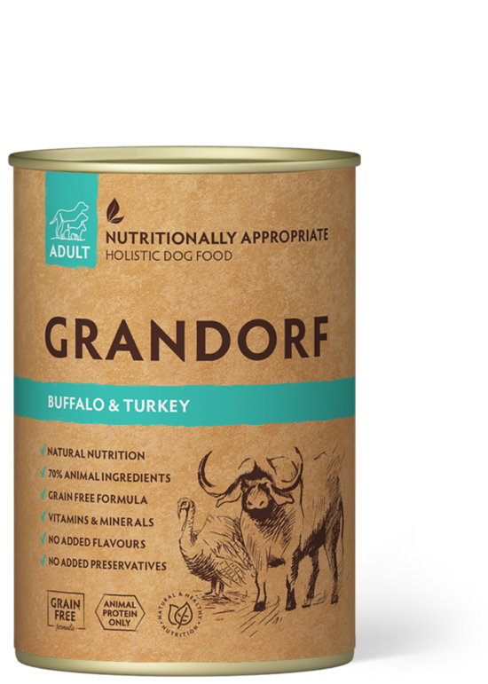 Grandorf Dog Buffalo & Turkey 400g suņu konservi