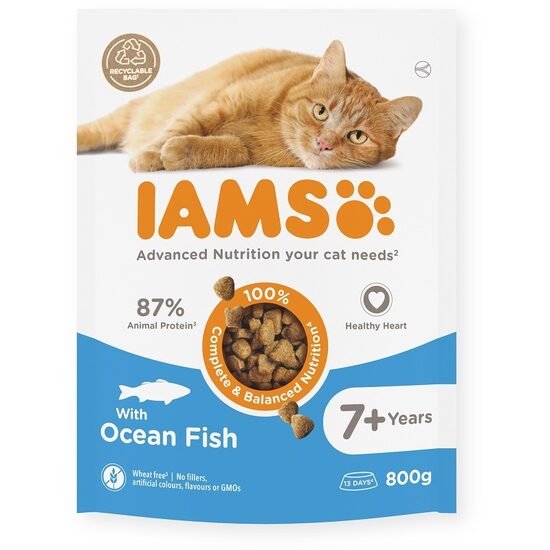 Sausā barība kaķiem IAMS Cat Senior Ocean fish 800g