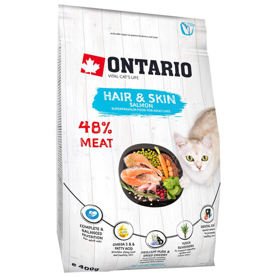 Sausā barība kaķiem Ontario Cat Hair and Skin 0,4kg