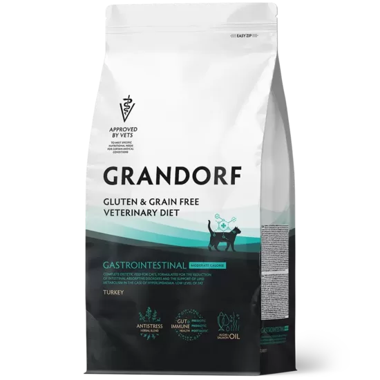 Grandorf Gastrointestinal Low Fat Adult cats turkey Moderate Calorie 2 kg kaķu sausā barība
