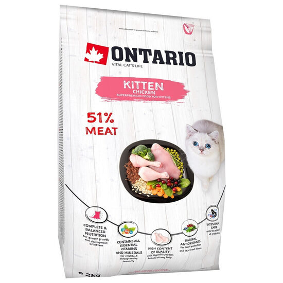 Sausā barība kaķēniem Ontario Cat Kitten Chicken 2kg
