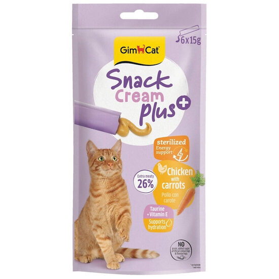 GimCat Snack Cream Plus+ chicken & carrot sterilised 6x15g