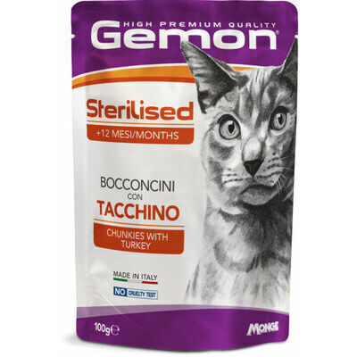 Wet food Gemon Cat Pouch Sterilised Chunkies with Turkey 100 g