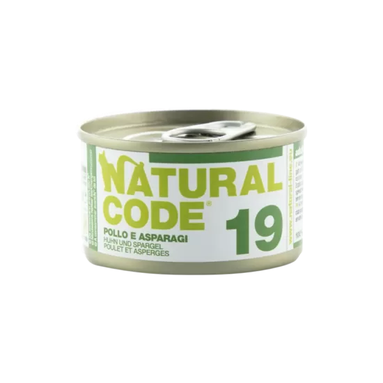 Natural Code 19 Vista un sparģeļi 85g konservi kaķiem