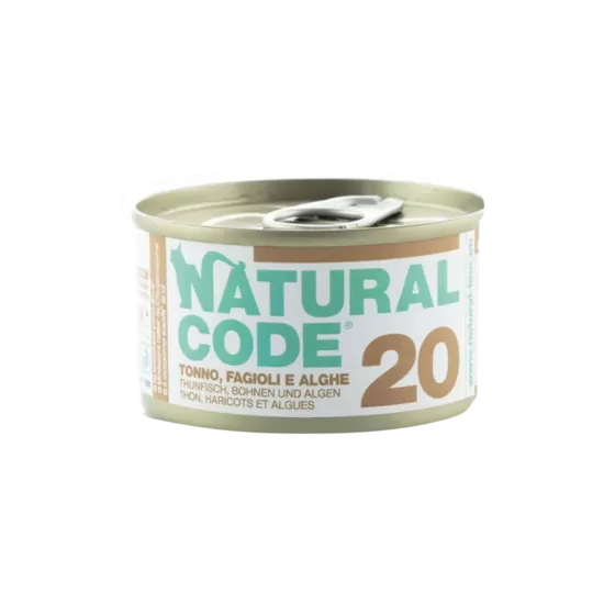 Natural Code 20 Tuncis, pupiņas un aļģes 85 g kaķu konservi