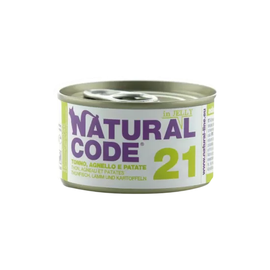 Natural Code 21 Tuncis, jērs un kartupeļi 85g konservi kaķiem
