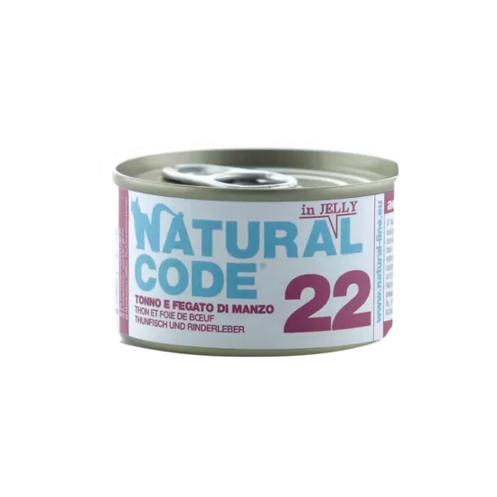 Natural Code 22 Tuncis un liellopa aknas 85g konservi kaķiem