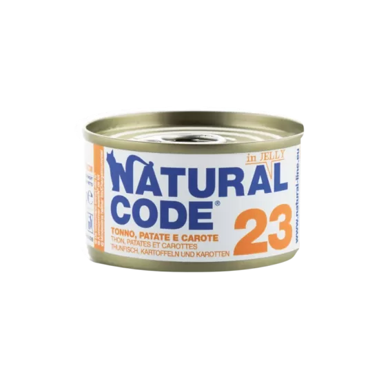 Natural Code 23 tuncis, kartupeļi, burkāni 85g konservi kaķiem