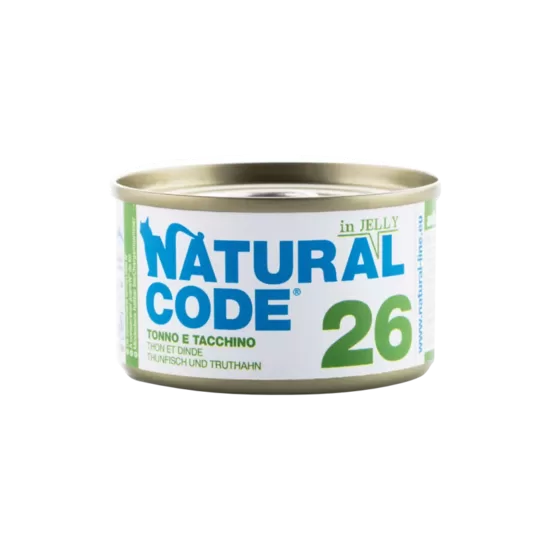 Natural Code 26 Tuncis un tītars 85g konservi kaķiem