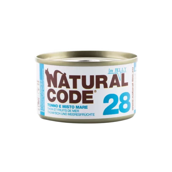 Natural Code 28 Tuncis un jūras veltes 85g konservi kaķiem