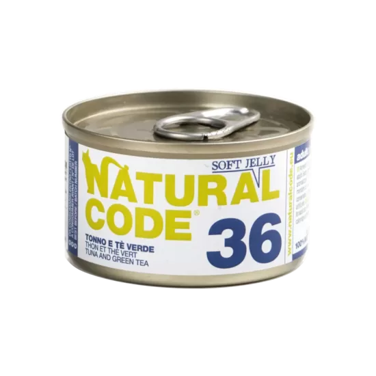 Natural Code 36 Tuncis un zaļā tēja 85g konservi kaķiem