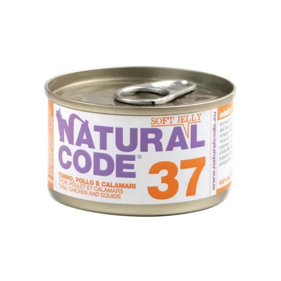 Natural Code 37 tuncis, vista un kalmāri 85g konservi kaķiem