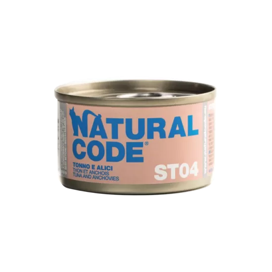 Natural Code Steril 04 Tuncis un anšovi 85g konservi kaķiem