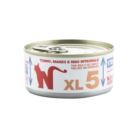 Natural Code XL 5 Tuncis, liellops un brūnie rīsi 170g konservi kaķiem
