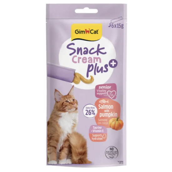 GimCat SNACK CREAM salmon pumpkin Cat senior Treats 6x15g
