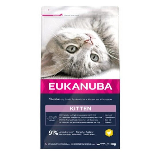 Sausā barība kaķēniem Eukanuba Cat Kitten Healthy Start Chicken 2 kg