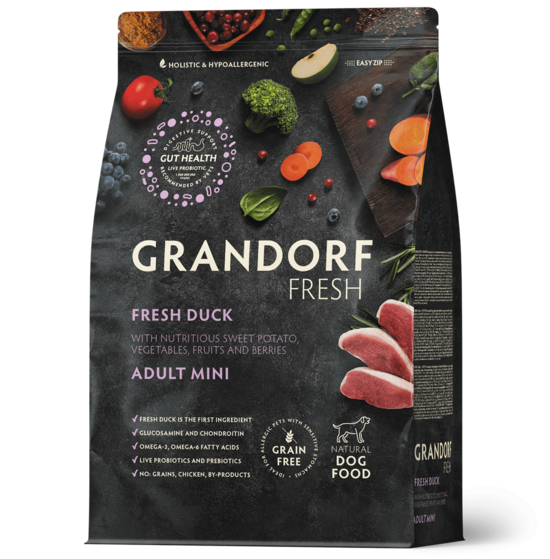 Grandorf Fresh Duck Adult Mini 1 kg dog dry food duck meat with sweet potatoes