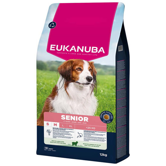 Dog dry food Eukanuba Senior Small/Medium Lamb and Rice 12 kg