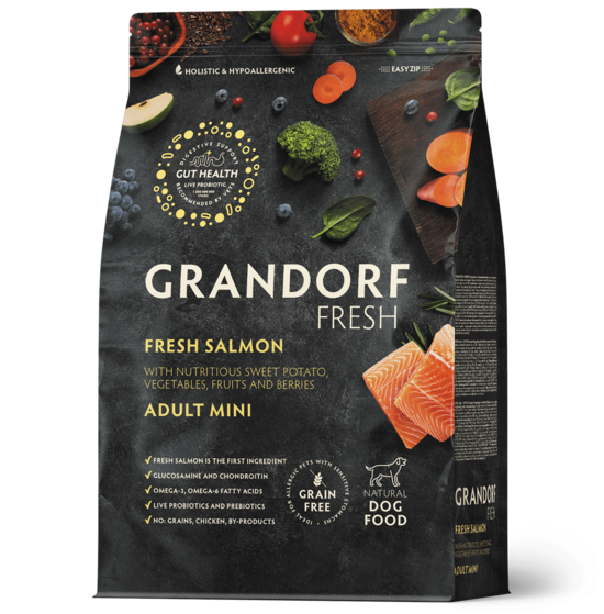 Grandorf Fresh Salmon Adult Mini 1 kg dog dry food salmon with sweet potatoes