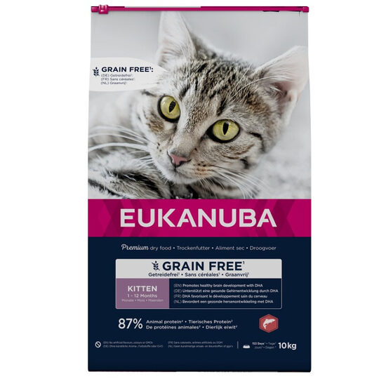 Sausā barība kaķēniem Eukanuba Cat Kitten Grain free Salmon 10 kg