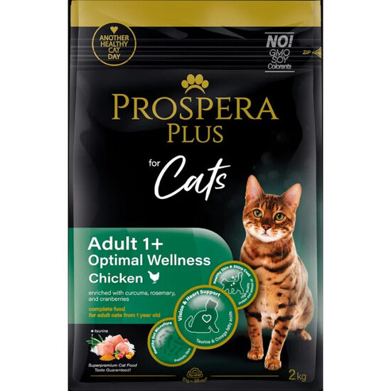 Barība kaķiem Prospera Plus Adult 1+ Chicken Optimal Wellness 2 kg