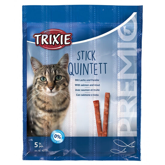 Gardumi kaķiem Trixie Premio Quadro Sticks anti hairball ar lasi un foreli 5*5 g