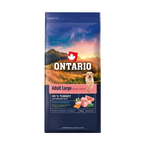 Dog dry food Ontario Large Weight Control Turkey and Brown Rice 12 kg