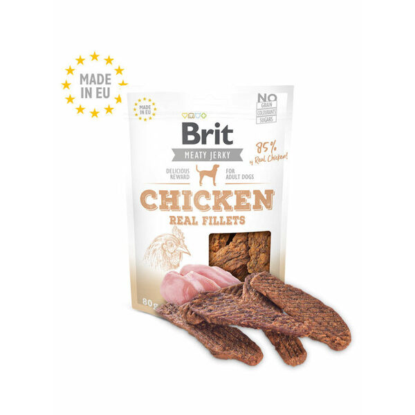 Brit Jerky Chicken Real Fillets Snack 80 g kārums suņiem