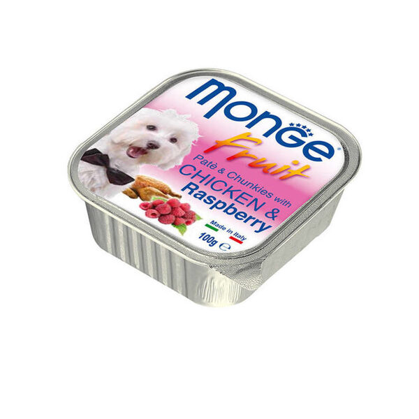 Monge Fruit Chicken and Raspberry 100g konservi suņiem