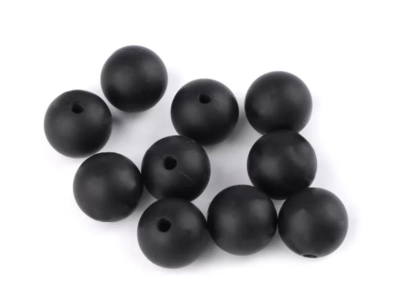 Silicone beads black Ø12 mm