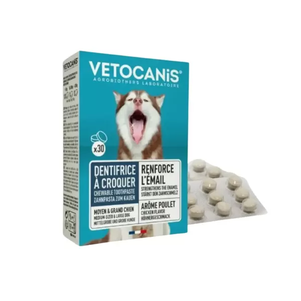 Vetocanis košļājamās zobu pastas tabletes suņiem 30 tabl.