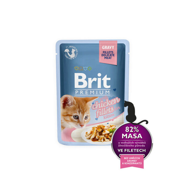 Brit Premium Cat Delicate Fillets in Gravy with Chicken for Kitten 85 g konservi kaķiem