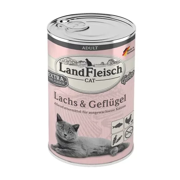 Konservi LandFleisch kaķiem ar mājputnu gaļu+lasi 400 g