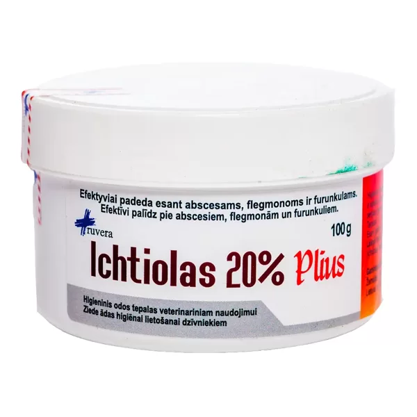 Ruvera Ichtiolas 20 % Plus 100 g ziede ādas bojājumu un iekaisumu gadījumos