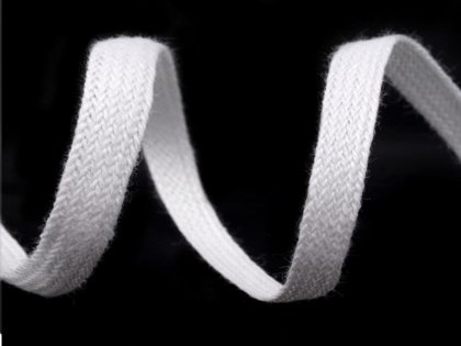 Kokvilnas plakana lenta (White Cotton Flat Tape Braid) 5mm 