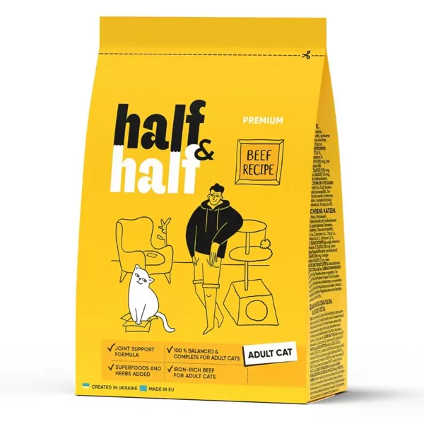 Half&Half sausā barība kaķiem ar liellopu 2 kg