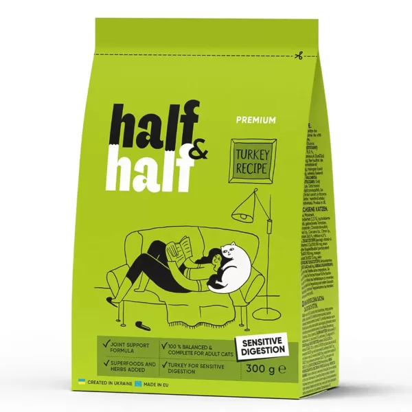 Half&Half sausā barība kaķiem Sensitive 300 g