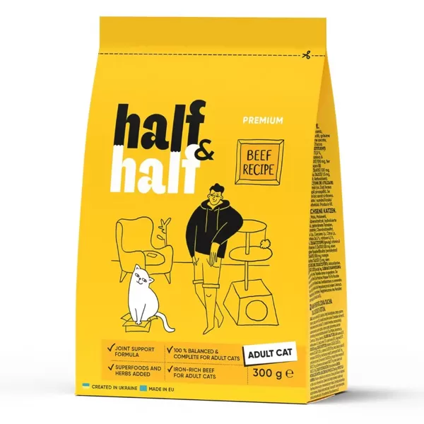 Half&Half sausā barība kaķiem ar liellopu 300 g