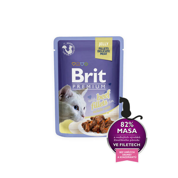 Brit Premium Cat Delicate Fillets in Jelly with Beef 85 g konservi kaķiem