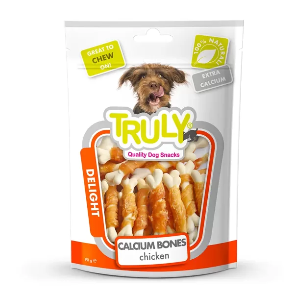 Truly Dogs Calcium Bones Chicken Twisted 90 g suņu kārumi (uz vietas)