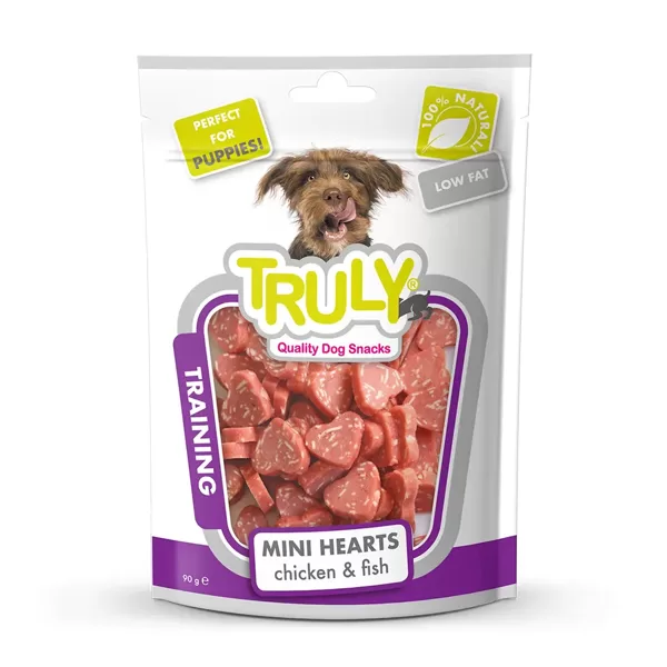 Truly Dogs Mini Hearts Chicken & Fish 90 g suņu kārumi