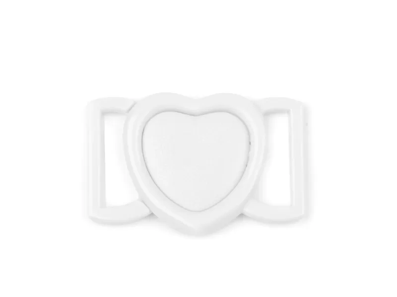 Plastmasas peldkostīmu aizdare 20 mm Sirds balta 2 gab. (uz vietas)