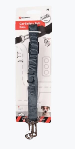 Car safety belt connector for dogs "RUKA" M, elastic, gray, 52-65cm/20mm, 520218.